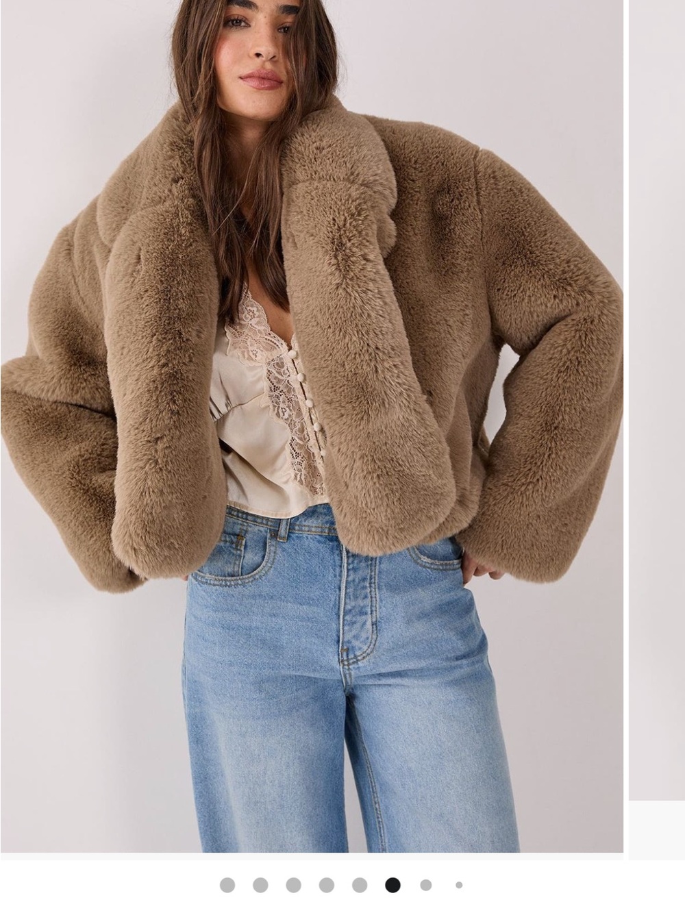 Nasty Gal Plush Teddy Cropped Jacket Faux Fur in Mink
